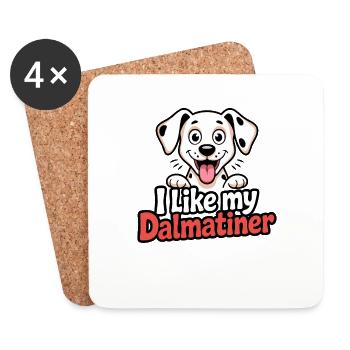 J’aime mon chien dalmatien Love - Dessous de verre (lot de 4) - blanc - Devant