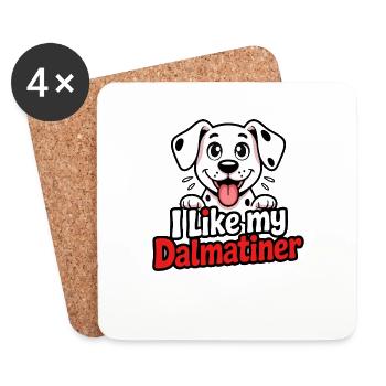 J’aime mon chien dalmatien Love - Dessous de verre (lot de 4) - blanc - Devant
