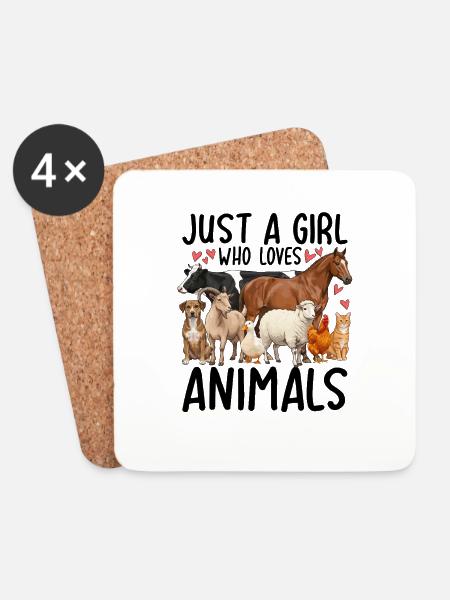 Just a Girl Who Loves Animals - Untersetzer (4er-Set) - Weiß