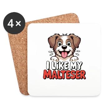 J’aime mon Malteser Hundeliebe - Dessous de verre (lot de 4) - blanc - Devant