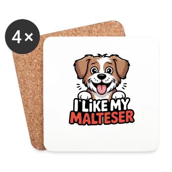 J’aime mon Malteser Hundeliebe - Dessous de verre (lot de 4) - blanc - Devant