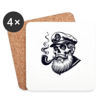 Capitaine Hambourg St Pauli Crâne de la ville hanséatique - Dessous de verre (lot de 4) - blanc - Devant