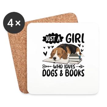 Juste une fille qui aime les chiens et les livres - Dessous de verre (lot de 4) - blanc - Devant