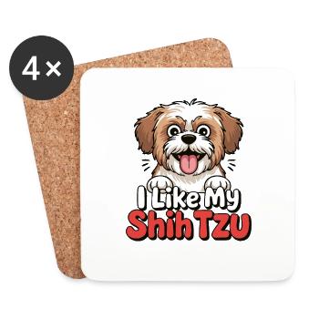 I like my Shih Tzu Dog Love - Coasters (set of 4) - white - Front