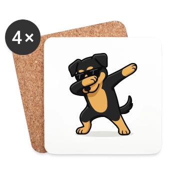 hund comic dabbing - Untersetzer (4er-Set) - Weiß - Vorne