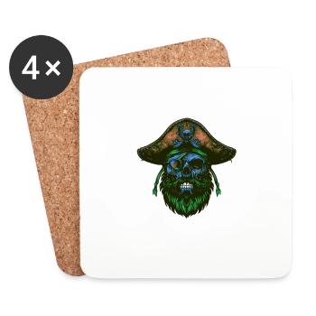 Pirate Skull Captain - Coasters (set of 4) - white - Front