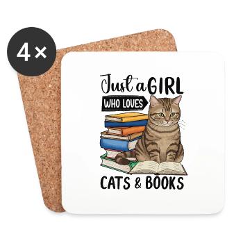 Just a Girl Who Loves Cats and Books - Coasters (set of 4) - white - Front
