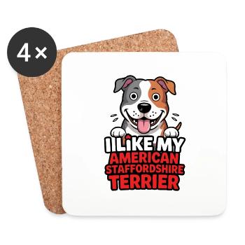 I like my American Staffordshire Terrier Hundelieb - Untersetzer (4er-Set) - Weiß - Vorne