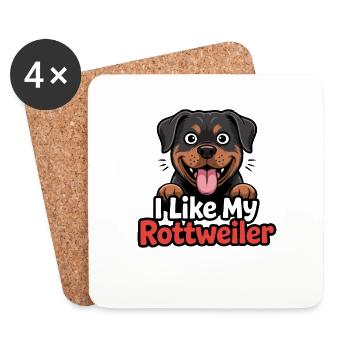 J’aime mon Rottweiler Hundeliebe - Dessous de verre (lot de 4) - blanc - Devant