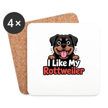 J’aime mon Rottweiler Hundeliebe - Dessous de verre (lot de 4) - blanc - Devant