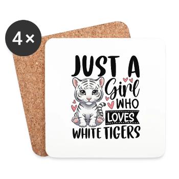 Just a Girl Who Loves White Tigers - Untersetzer (4er-Set) - Weiß - Vorne