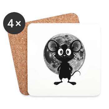 Souris de nuit au clair de lune – Douce et mystique - Dessous de verre (lot de 4) - blanc - Devant