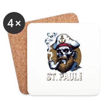St.Pauli Kiez Hamburg Totenkopf Sankt Pauli - Dessous de verre (lot de 4) - blanc - Devant