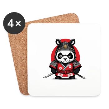 Samouari panda, le panda Bushido, the lone warrior - Dessous de verre (lot de 4) - blanc - Devant