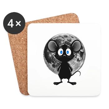 Souris de nuit au clair de lune – Douce et mystique - Dessous de verre (lot de 4) - blanc - Devant