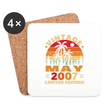 May 2007 Vintage Retro Birthday - Coasters (set of 4) - white - Front