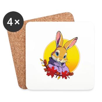Conception de lapin - Dessous de verre (lot de 4) - blanc - Devant