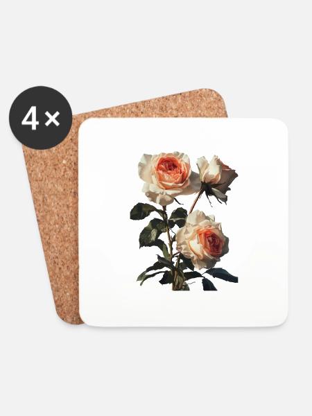Rose - Untersetzer (4er-Set) - Weiß