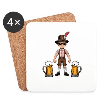 Junge in Lederhose Bier JGA Mallorca Bayern Saufen - Untersetzer (4er-Set) - Weiß - Vorne