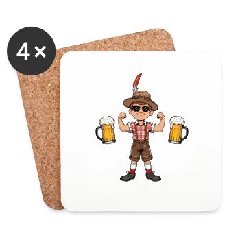 Junge in Lederhose Bier JGA Mallorca Bayern Saufen - Untersetzer (4er-Set) - Weiß - Vorne