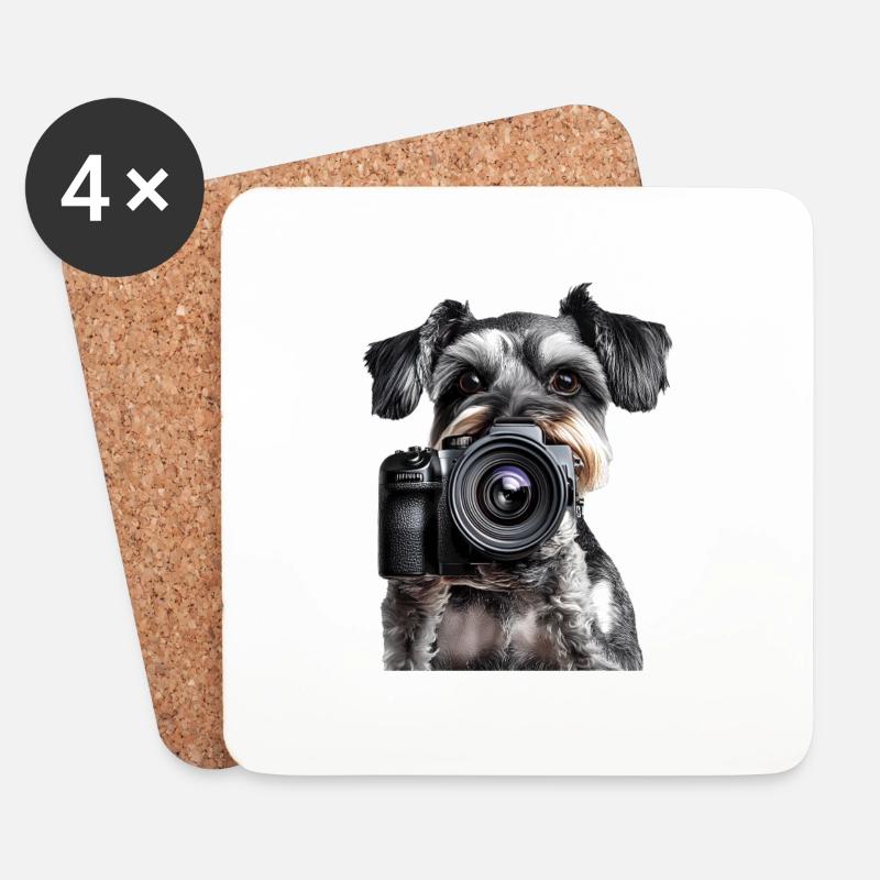 Zwergschnauzer - Untersetzer (4er-Set) - Weiß