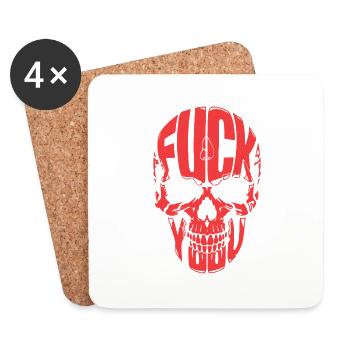 SCHÄDEL, FICKEN - Untersetzer (4er-Set) - Weiß - Vorne