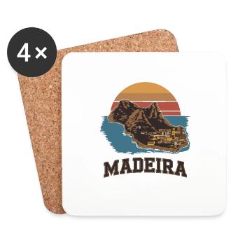 Madeira Insel Illustration Sonnenuntergang - Untersetzer (4er-Set) - Weiß - Vorne