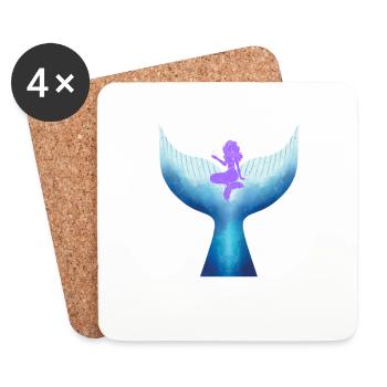 Meerjungfrau mit Wal Mermaid with Whale - Coasters (set of 4) - white - Front