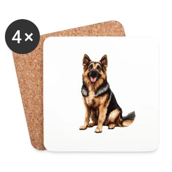 German Shepherd - Coasters (set of 4) - white - Front