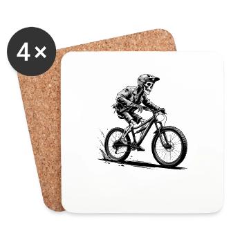 Mountain Bike Bicycle Biking Downhill Sport Downhill - Coasters (set of 4) - white - Front