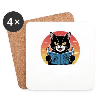 Weltherrschaft – Katze mit großen Plänen - Untersetzer (4er-Set) - Weiß - Vorne