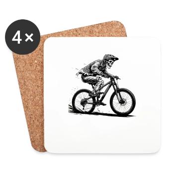 Mountainbike Fahrrad Biken Downhill Sport Abfahrt - Untersetzer (4er-Set) - Weiß - Vorne