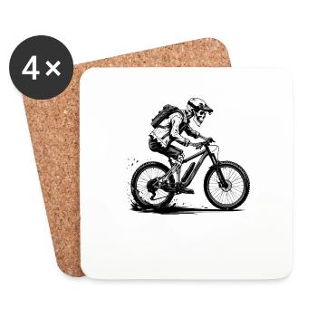 Mountainbike Fahrrad Biken Downhill Sport Abfahrt - Untersetzer (4er-Set) - Weiß - Vorne