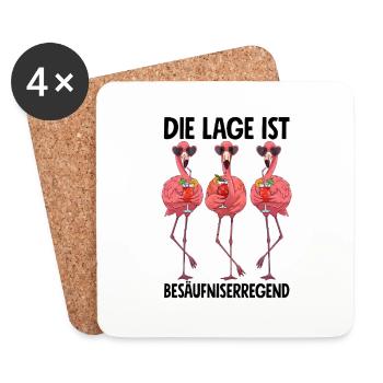 The location is drunken with flamingos - Coasters (set of 4) - white - Front