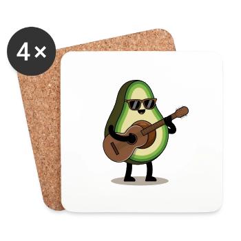Lustiges Avocado Gitarre Design - Untersetzer (4er-Set) - Weiß - Vorne
