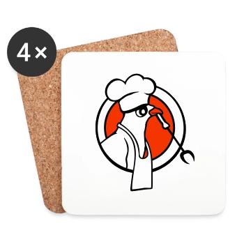 Oiseau griller des saucisses griller délicieusement manger des saucisses - Dessous de verre (lot de 4) - blanc - Devant