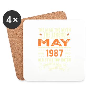 Anniversaire Mai 1987 - Mai 1987 - Dessous de verre (lot de 4) - blanc - Devant