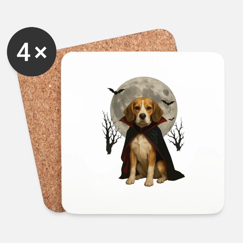Beagle - Untersetzer (4er-Set) - Weiß