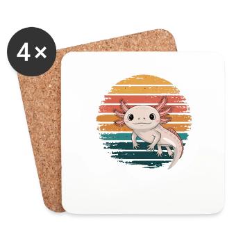 Retro Axolotl Vintage Sunset Axolotl Gifts Kids - Untersetzer (4er-Set) - Weiß - Vorne