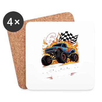 6th Birthday Monster Truck – Crushing It 2019 - Coasters (set of 4) - white - Front