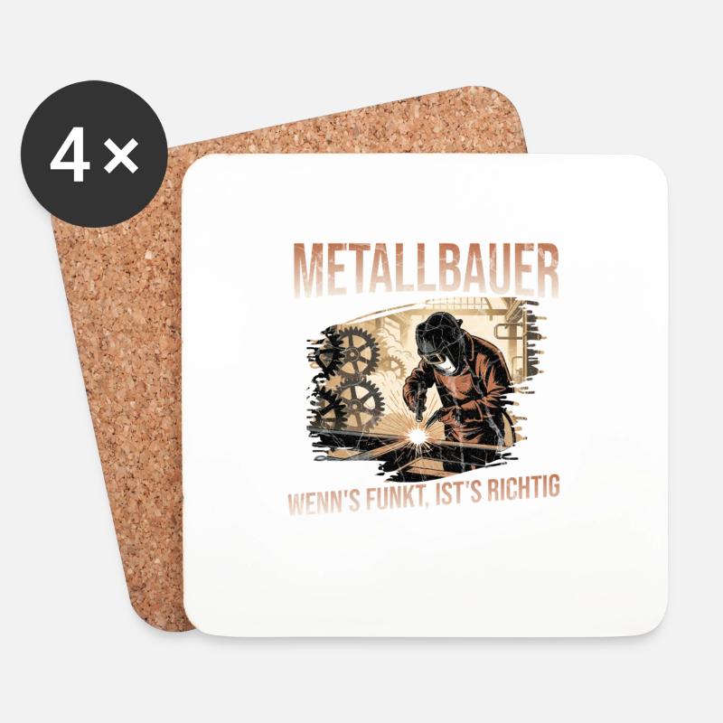 Metallbauer Lustiger Spruch Metallbau Cool Geselle - Untersetzer (4er-Set) - Weiß