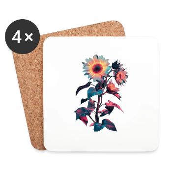 Sonnenblume - Untersetzer (4er-Set) - Weiß - Vorne