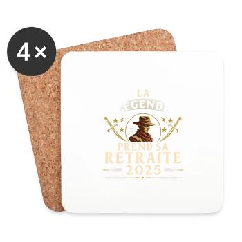 Humour Retraite 2025 La Légende Prend Sa Retraite - Coasters (set of 4) - white - Front