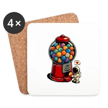 Gumball - Galaxie astronaute amoureux - Dessous de verre (lot de 4) - blanc - Devant