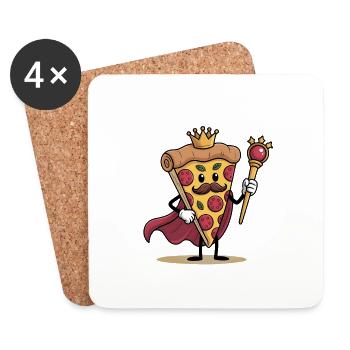 Witziges Pizza Cartoon Pizzastück Design - Untersetzer (4er-Set) - Weiß - Vorne