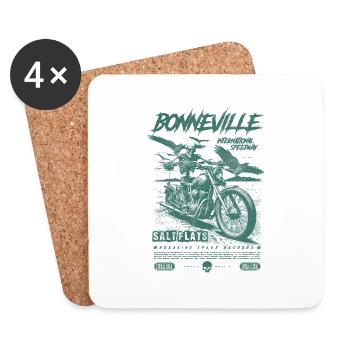 Bonneville Salt Flats Moto Vintage Biker - Dessous de verre (lot de 4) - blanc - Devant