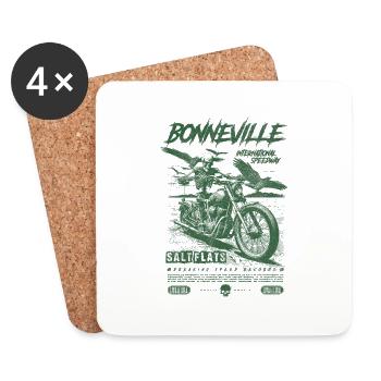 Bonneville Salt Flats Moto Vintage Biker - Dessous de verre (lot de 4) - blanc - Devant