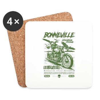 Bonneville Salt Flats Moto Vintage Biker - Dessous de verre (lot de 4) - blanc - Devant
