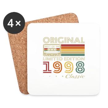 1998 Vintage Retro Geburtstagsgeschenk - Untersetzer (4er-Set) - Weiß - Vorne