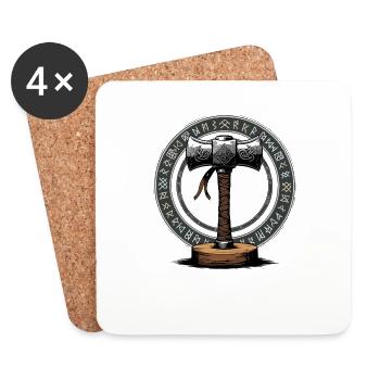 Viking Marteau Guerrier Valhalla Cercle Runique Thor - Dessous de verre (lot de 4) - blanc - Devant